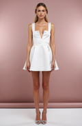 Elegant White Mini Short Wedding Dress with a Draped Neckline for a Chic and Romantic Style New Satin white