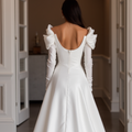 Mermaid White Wedding Dress with a Lace Bodice and Satin Skirt for a Chic Look backless New Satin white