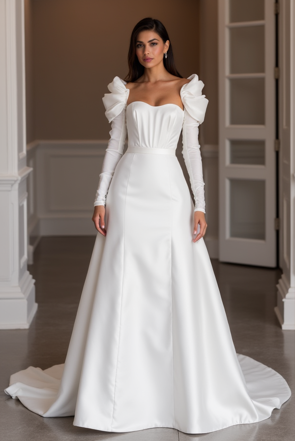 Mermaid White Wedding Dress with a Lace Bodice and Satin Skirt for a Chic Look backless New Satin white