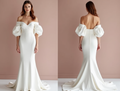 Dramatic White Mermaid Wedding Gown with a Lace Train for a Vintage Touch backless New Satin white