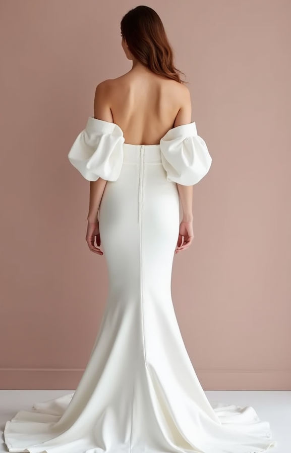 Dramatic White Mermaid Wedding Gown with a Lace Train for a Vintage Touch backless New Satin white