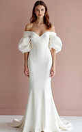Dramatic White Mermaid Wedding Gown with a Lace Train for a Vintage Touch backless New Satin white