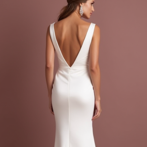 A-Line White Wedding Dress with Button Details for a Vintage-Inspired Look backless New Satin split white