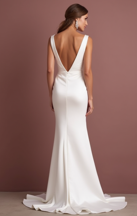 A-Line White Wedding Dress with Button Details for a Vintage-Inspired Look backless New Satin split white