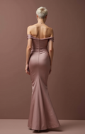 Modern Pink Evening Dress & Prom Gown with Sheer Bodice and Mermaid Fit New pink Satin