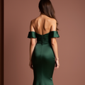Vintage-Inspired Green Evening Dress & Prom Dress with Beaded Fringe green New Satin