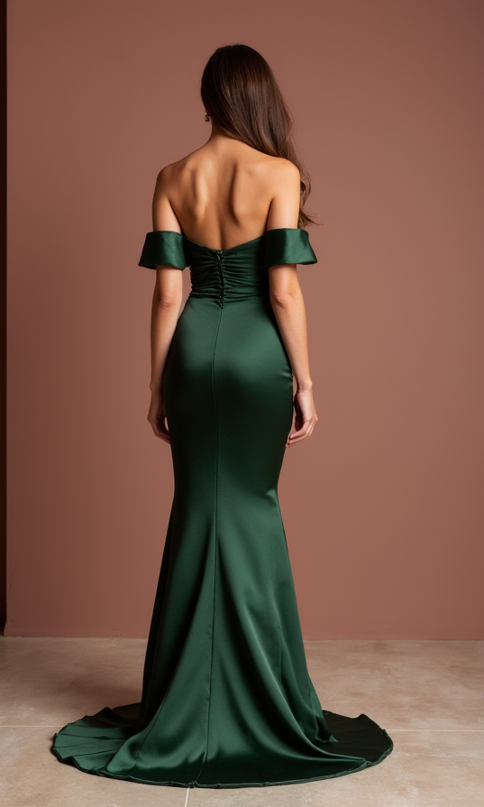 Vintage-Inspired Green Evening Dress & Prom Dress with Beaded Fringe green New Satin