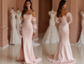 Regal Pink Evening Dress & Prom Dress with Satin Drape and Embellished Waist mesh New pink Satin