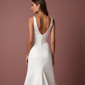 Romantic White A-Line Gown with a Soft Silk Satin Skirt for Luxury backless New Satin split white