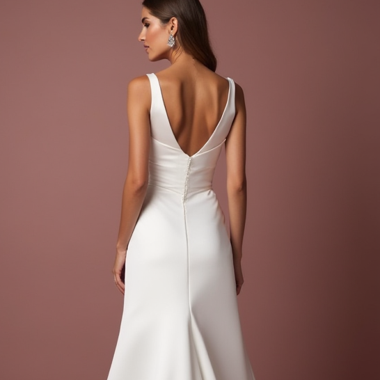 Romantic White A-Line Gown with a Soft Silk Satin Skirt for Luxury backless New Satin split white