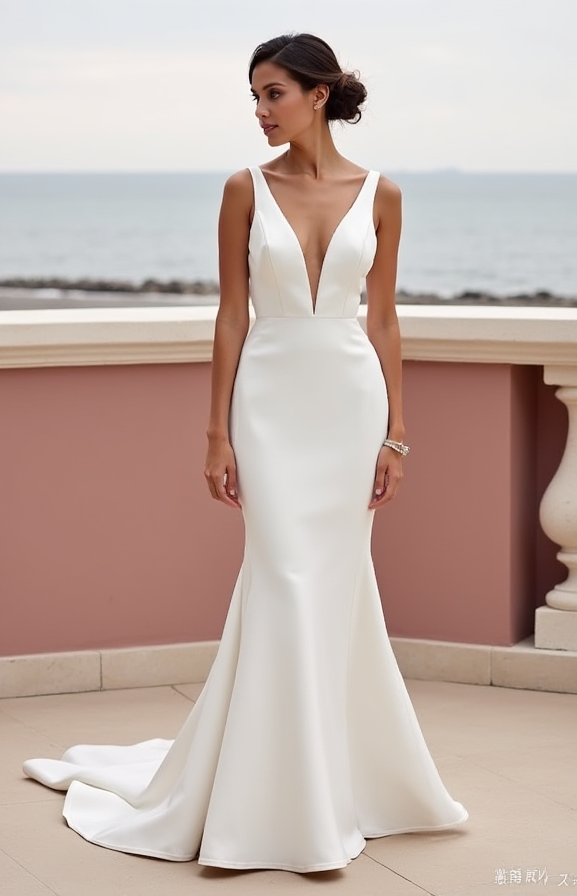 Elegant White Mermaid Wedding Dress with Illusion Sleeves for a Soft Bridal Look backless New Satin white