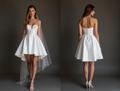 Romantic White Mini Short Wedding Dress with a Floral Lace Overlay for a Soft and Feminine Look New Satin white
