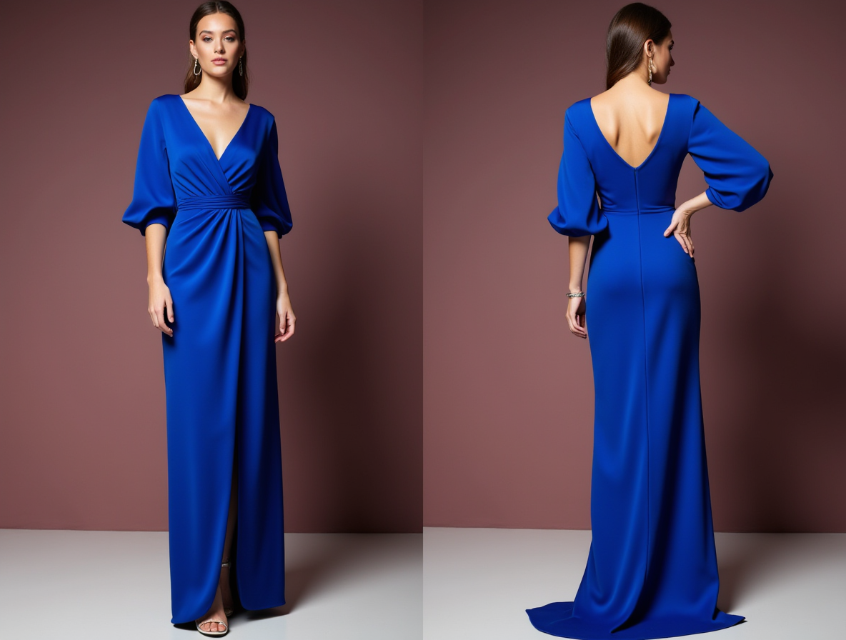 Sexy Blue Evening Dress and Prom Gown with a Fitted Skirt and Lace Bodice backless blue New Satin