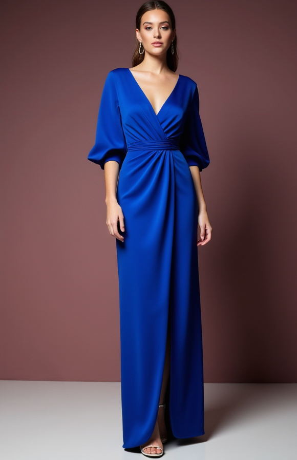 Sexy Blue Evening Dress and Prom Gown with a Fitted Skirt and Lace Bodice backless blue New Satin