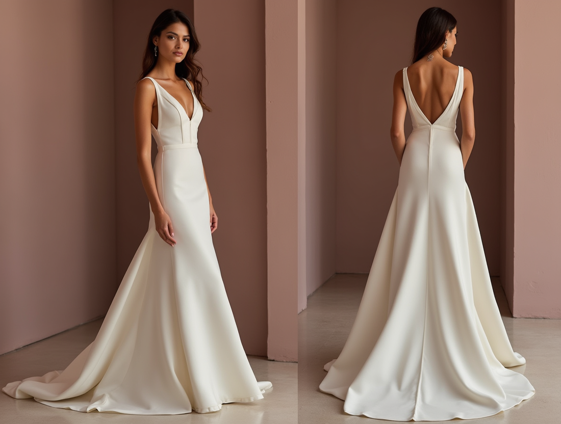 Glamorous White Mermaid Wedding Dress with a Deep Back for a Sexy Statement backless New Satin white