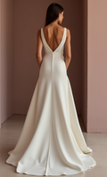 Glamorous White Mermaid Wedding Dress with a Deep Back for a Sexy Statement backless New Satin white