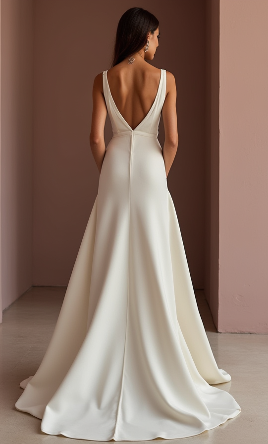 Glamorous White Mermaid Wedding Dress with a Deep Back for a Sexy Statement backless New Satin white
