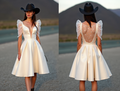 Short Mini Wedding Dress for Modern Brides Wanting a Chic Look backless mesh New Satin Short Wedding Dress silk