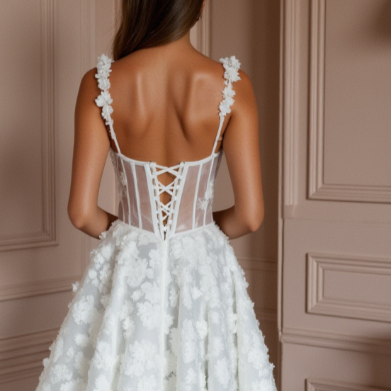 Chic Short Wedding Dress and Mini Dress with a Feathered Skirt for a Unique Touch embroidery mesh New Satin Short Wedding Dress silk