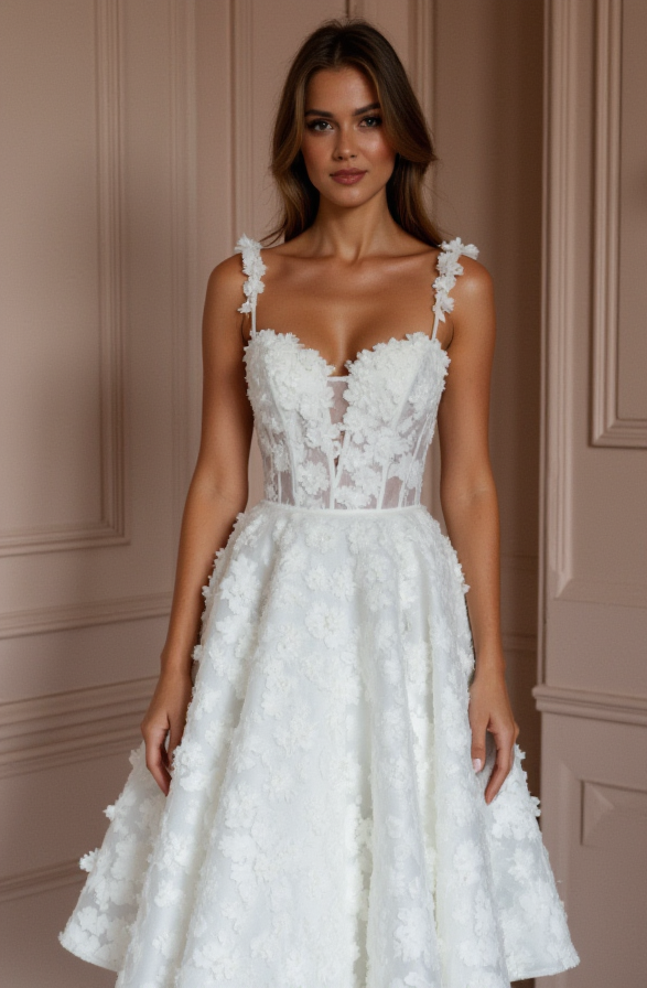 Chic Short Wedding Dress and Mini Dress with a Feathered Skirt for a Unique Touch embroidery mesh New Satin Short Wedding Dress silk