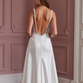 A-Line Wedding Dress with a Dramatic Train for a Statement Look backless New Satin split