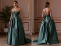 Sophisticated Evening Dress and Prom Gown with a Draped Bodice for an Elegant Touch backless New Satin
