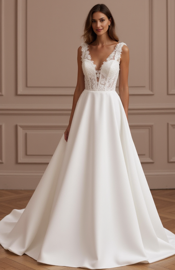 Princess Wedding Gown with a Classic Fit for Elegant Brides New Satin