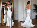 Mermaid Bridal Dress with a Fit-and-Flare Cut for a Chic Style backless mesh New Satin