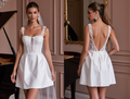 Elegant Short Wedding Dress and Mini Dress with a Flared Skirt for a Playful Touch backless embroidery New Satin Short Wedding Dress silk
