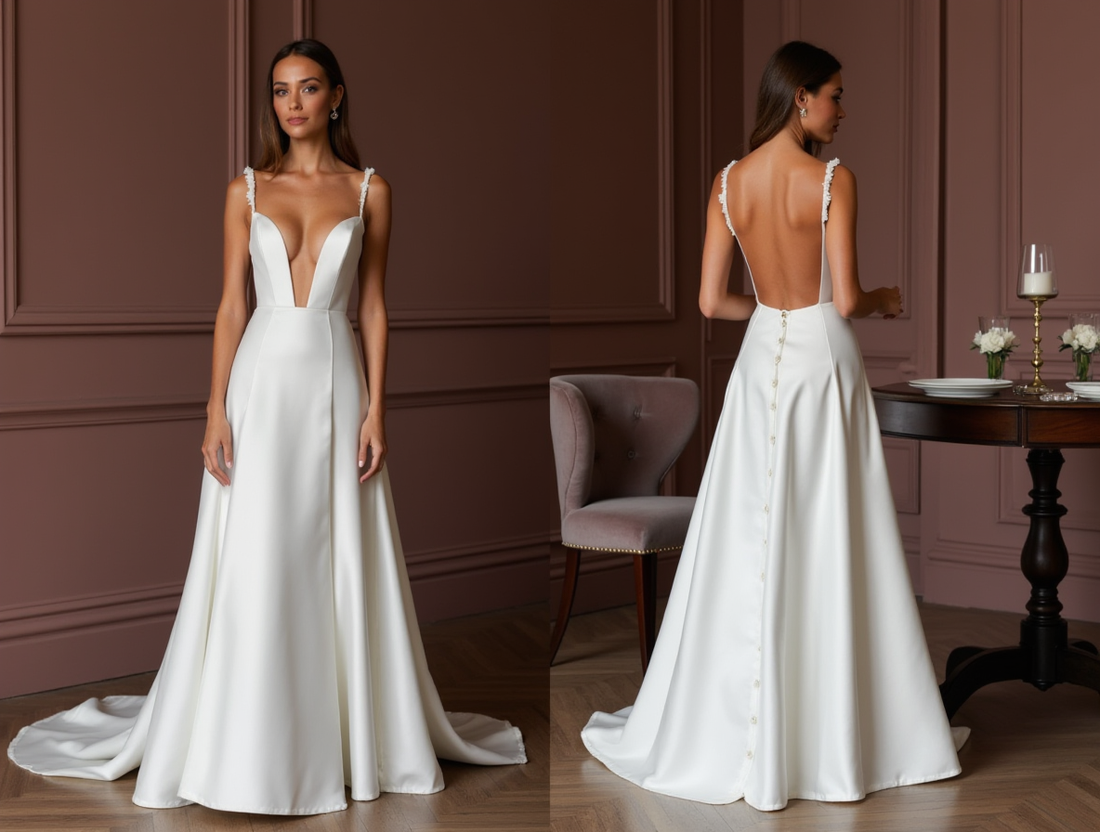 A-Line Wedding Dress for Garden Weddings with a Light and Airy Feel backless mesh New Satin split
