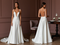 A-Line Wedding Dress for Garden Weddings with a Light and Airy Feel backless mesh New Satin split