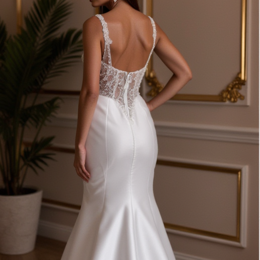 Modern A-Line Wedding Dress with Minimalist Elegance backless New Satin split
