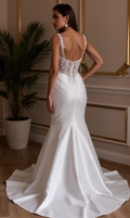 Modern A-Line Wedding Dress with Minimalist Elegance backless New Satin split