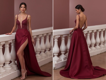 Timeless Evening Gown and Prom Dress with a Floor-Length Skirt for a Dramatic Look backless New Satin