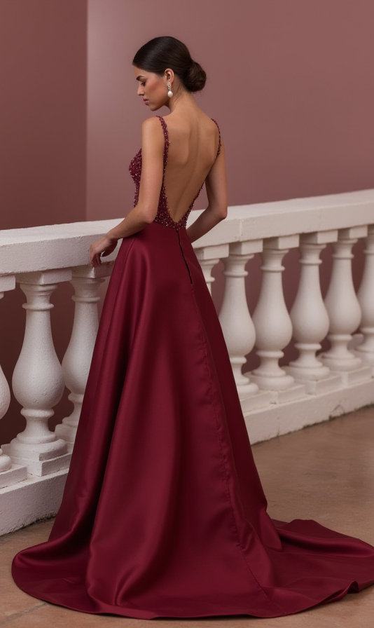 Timeless Evening Gown and Prom Dress with a Floor-Length Skirt for a Dramatic Look backless New Satin