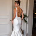 Mermaid Wedding Dress with Floral Embellishments for a Whimsical Look backless mesh New Satin