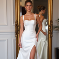Mermaid Wedding Dress with Floral Embellishments for a Whimsical Look backless mesh New Satin