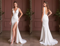 A-Line Wedding Dress with Ruffle Details for a Whimsical Touch backless New Satin split