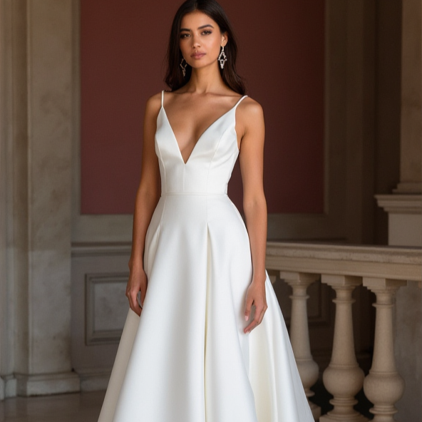 White Princess Bridal Gown for Brides Who Love a Timeless and Chic Look mesh New Satin white