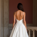 A-Line White Wedding Dress with a Structured Bodice for a Clean Look backless New Satin white