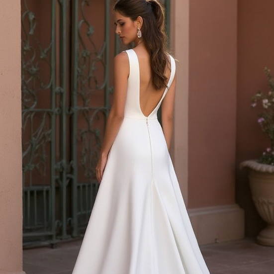 Elegant A-Line Wedding Gown with Subtle Sparkle for a Glam Look backless New Satin split