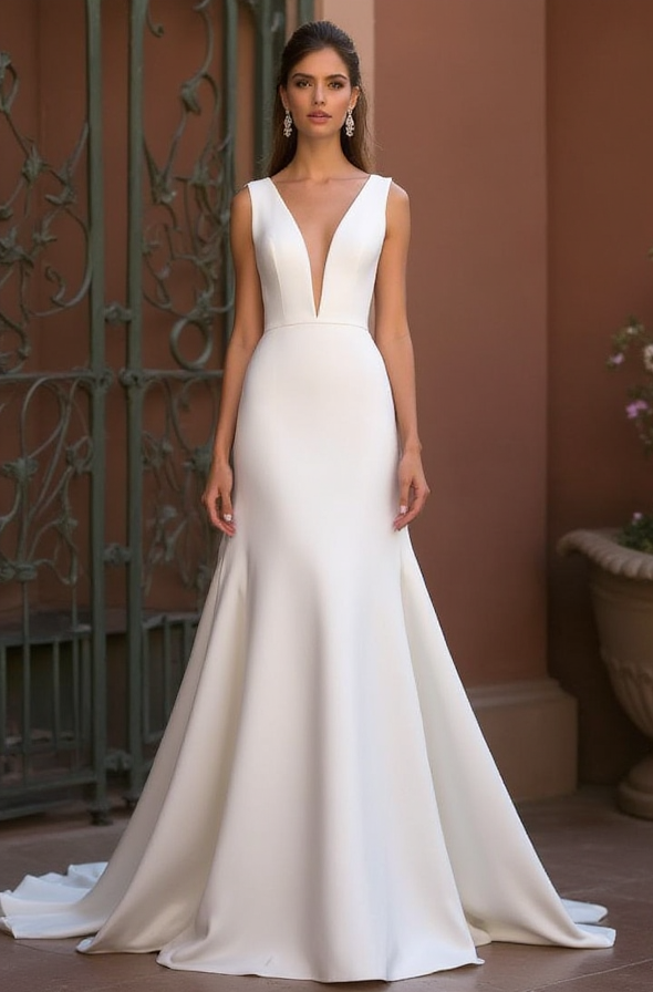 Elegant A-Line Wedding Gown with Subtle Sparkle for a Glam Look backless New Satin split