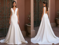 Elegant A-Line Wedding Gown with Subtle Sparkle for a Glam Look backless New Satin split