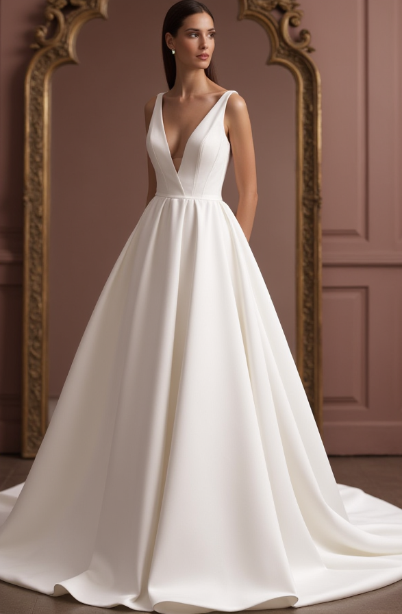 Princess Ball Gown Wedding Dress for Romantic and Traditional Brides New Satin