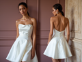 Minimalist Mini Short Wedding Dress with a Clean Silhouette for a Timeless Look backless New Satin Short Wedding Dress silk