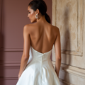 Minimalist Mini Short Wedding Dress with a Clean Silhouette for a Timeless Look backless New Satin Short Wedding Dress silk