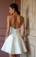 Minimalist Mini Short Wedding Dress with a Clean Silhouette for a Timeless Look backless New Satin Short Wedding Dress silk