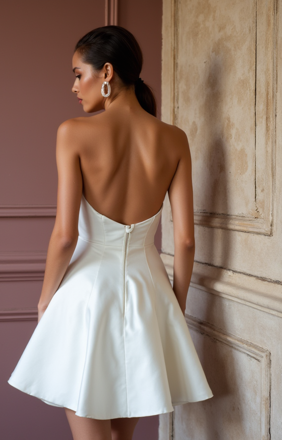 Minimalist Mini Short Wedding Dress with a Clean Silhouette for a Timeless Look backless New Satin Short Wedding Dress silk