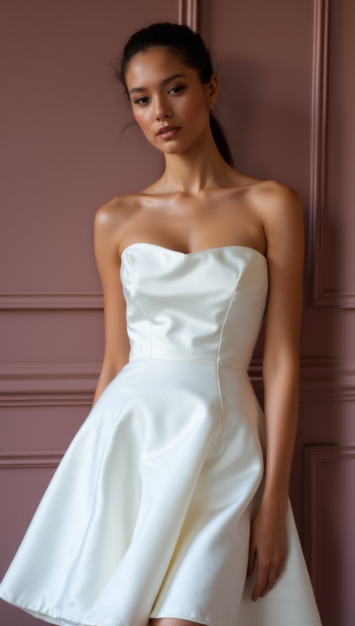 Minimalist Mini Short Wedding Dress with a Clean Silhouette for a Timeless Look backless New Satin Short Wedding Dress silk