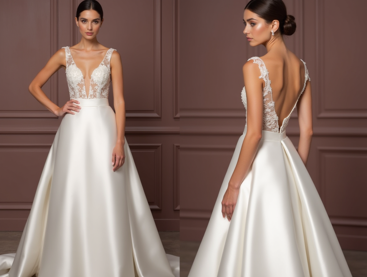 White Royal Princess Wedding Dress with Luxurious Details for a Majestic Look embroidery mesh New Satin white